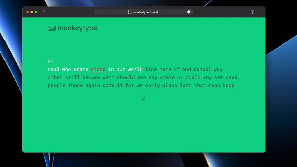 doing a monkeytype typing test