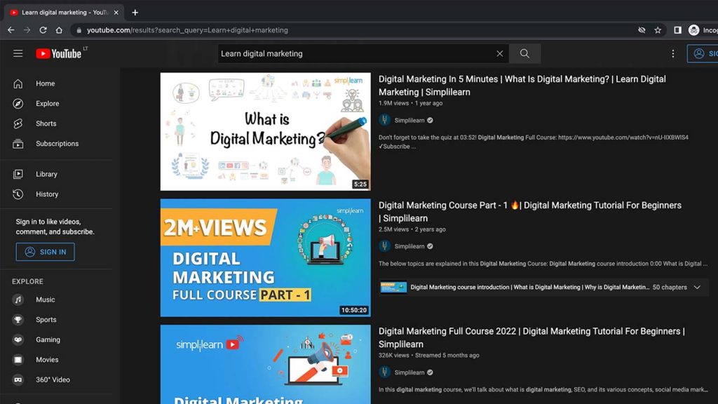 learn digital marketing on youtube