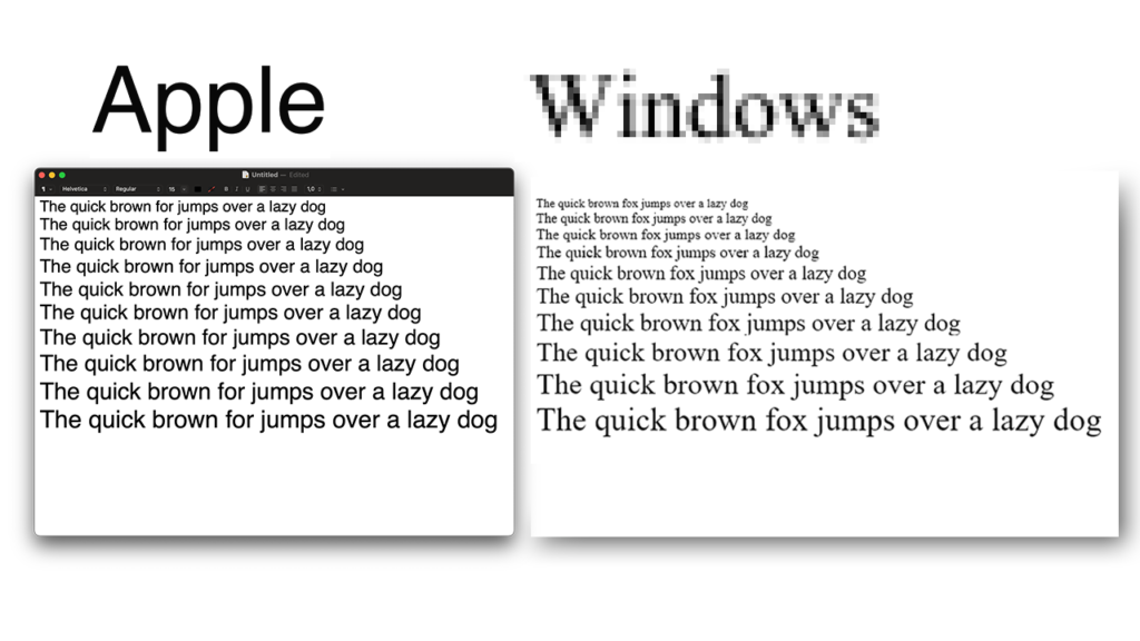 Apple vs Windows font rendering example