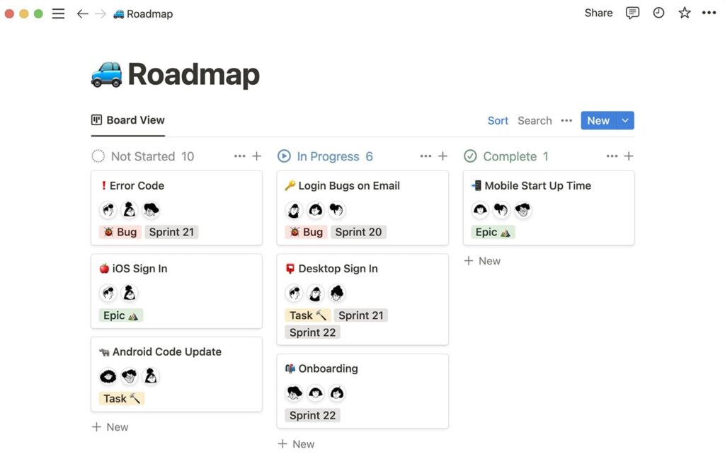 Notion roadmap