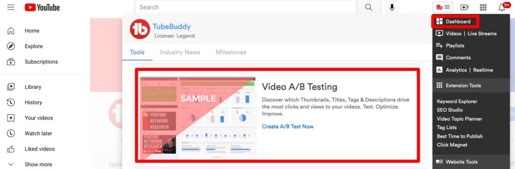 Tubebuddy A/B testing tool