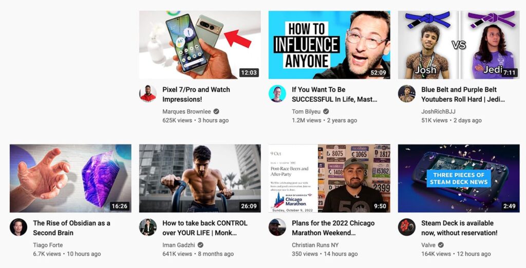 YouTube homepage