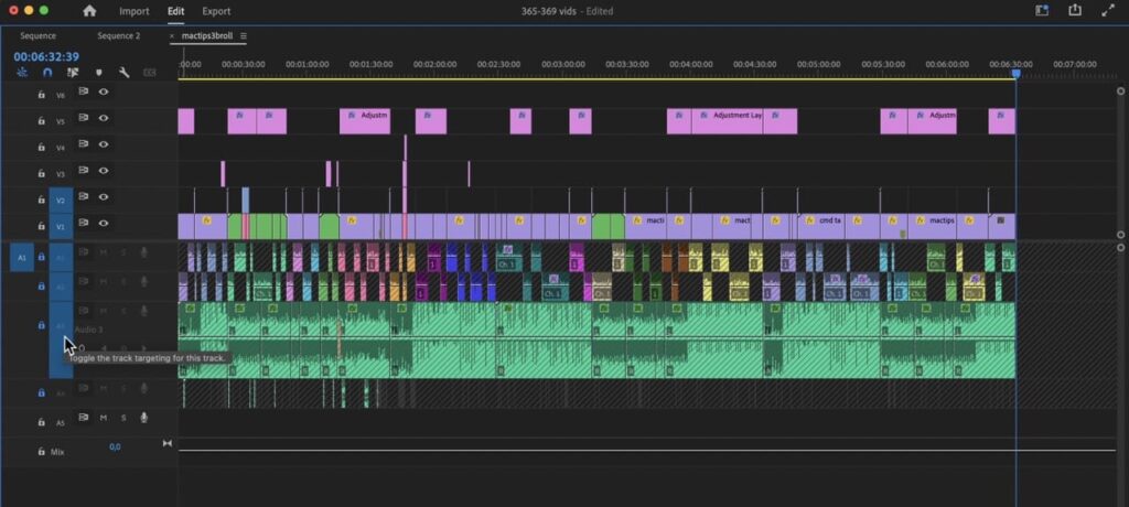 Premiere pro video timeline