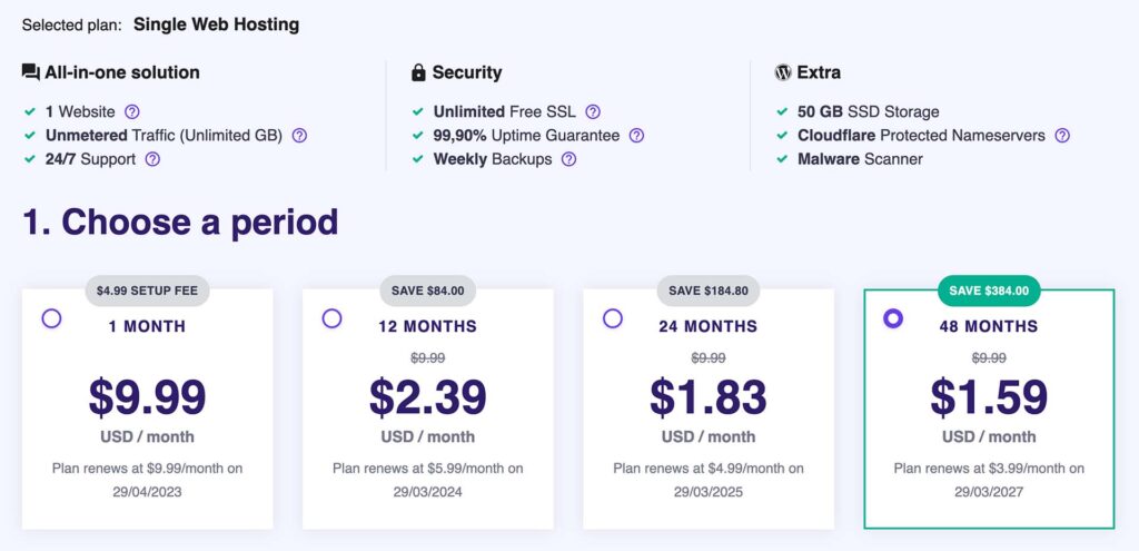 Hostinger Shared Hosting Pricing