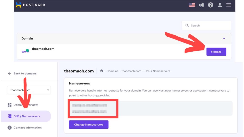 Changing Hostinger nameservers