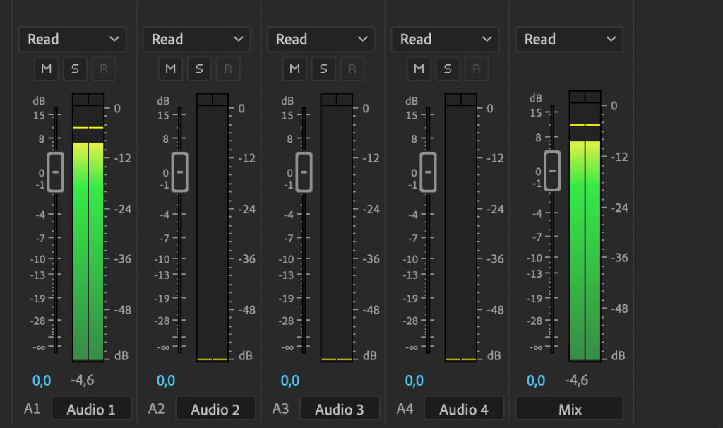 Premiere Pro Audio Level Adjustment Interface