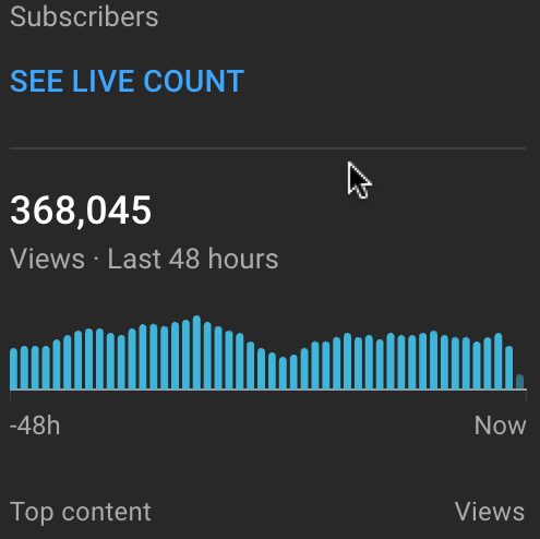 YouTube 48 hour live view count