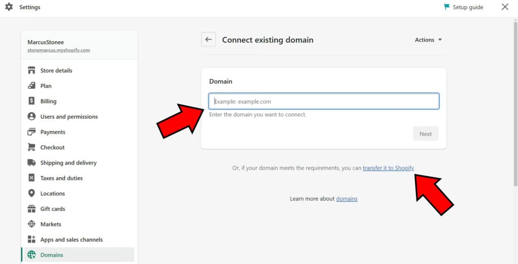 How To Transfer Domain To Shopify