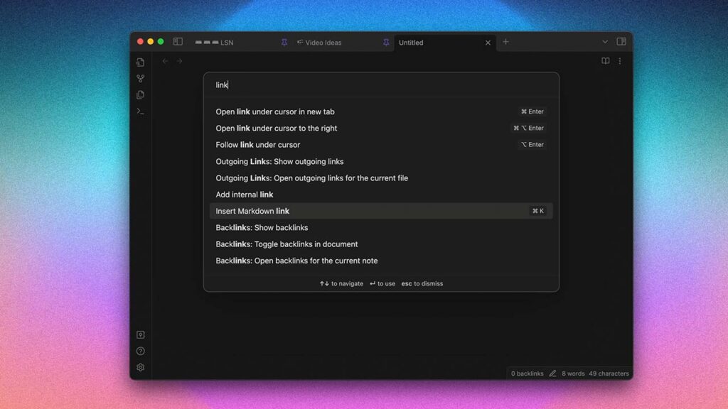 Obsidian app for Mac