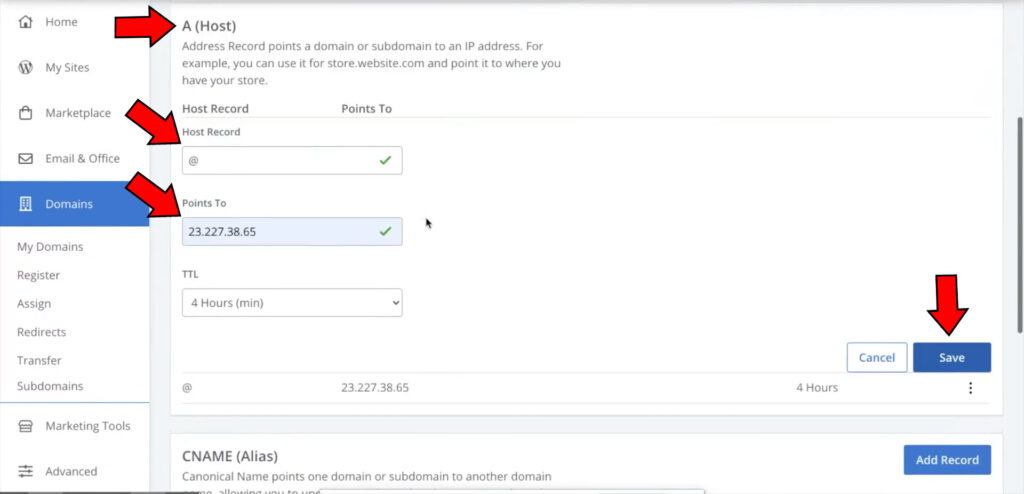 How To Point Bluehost Domain A Records To Shopify